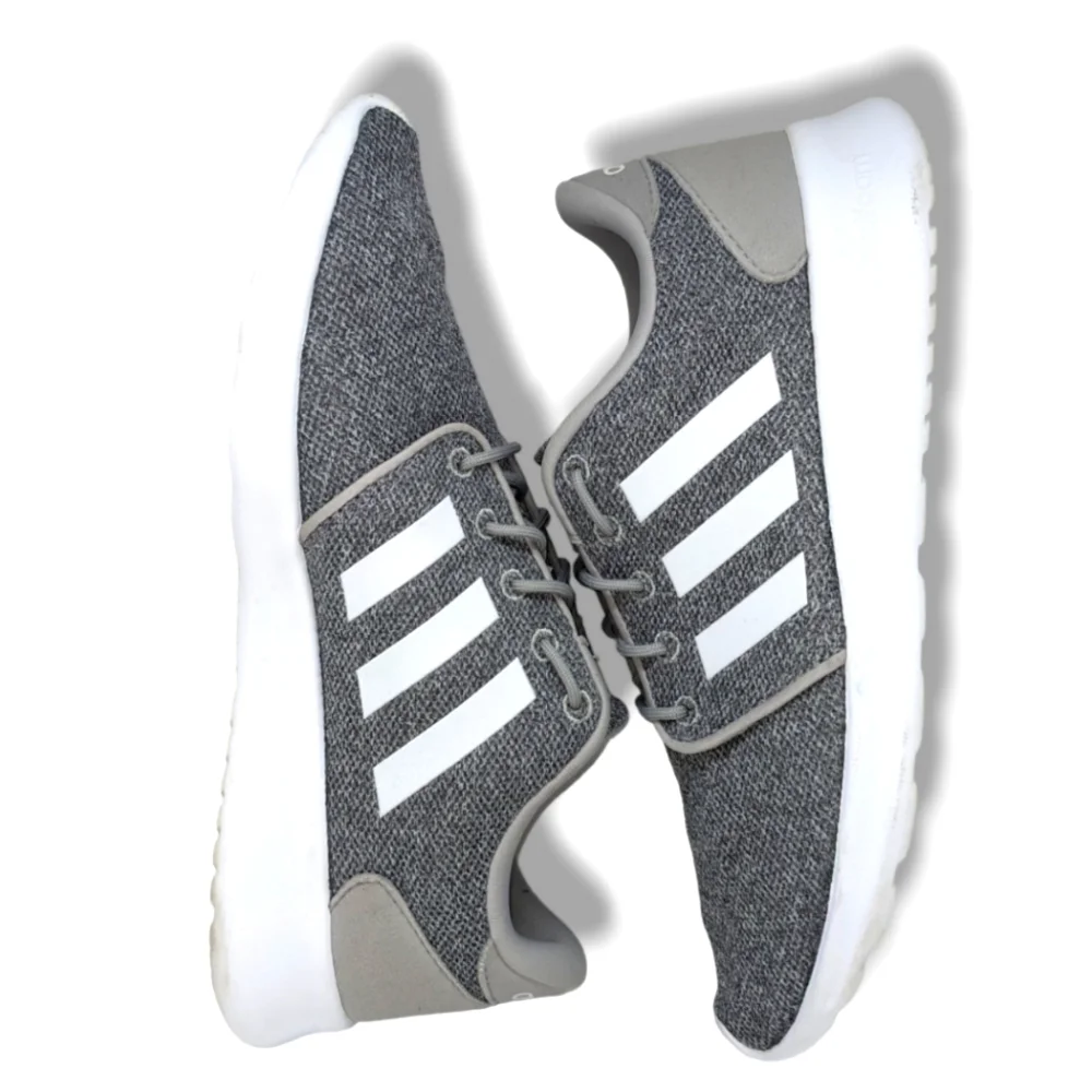 adidas | Cloud Foam Grey & White Knit Lace-Up Running Shoes Women's Size 8 - Picture 4 of 5